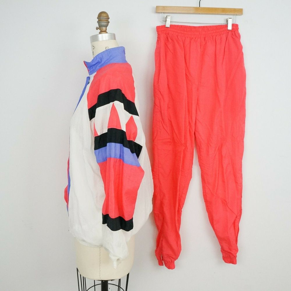 Vintage 80s/90s Nylon Track Suit Colorblock - Picture 2 of 8
